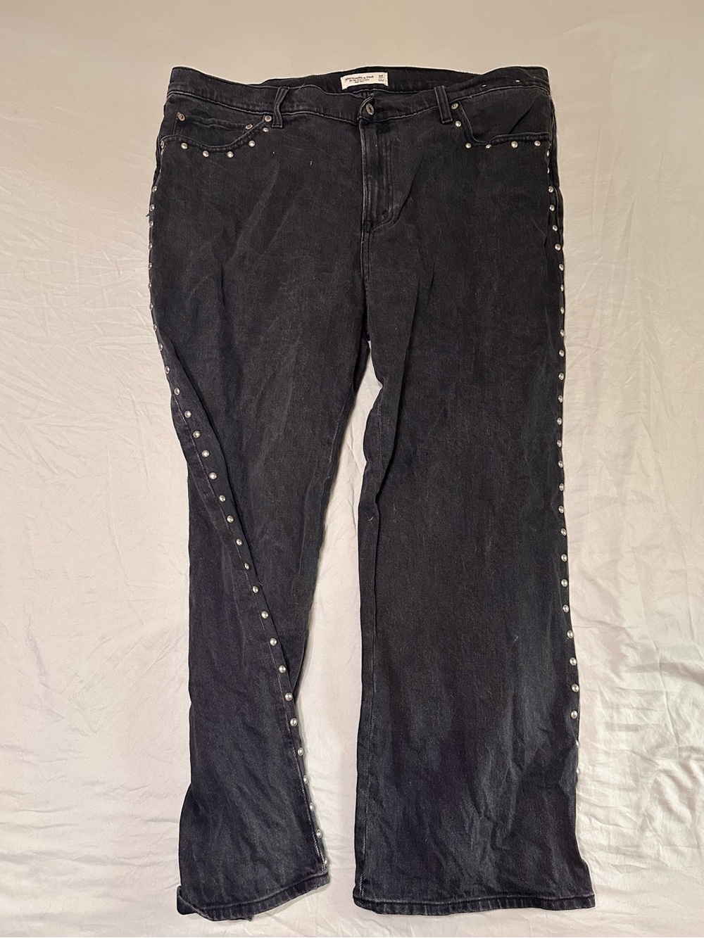 Abercrombie & Fitch Black Stud-Trim Flare Jeans